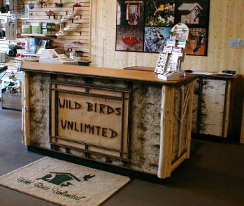 rustic sales counter, wild birds unlimited